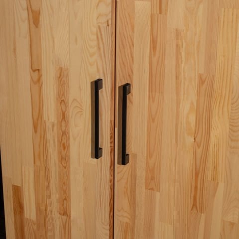 Solid 3 Kapaklı Doğal Ahşap Gardırop