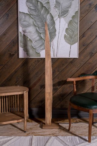 Marina Doğal Masif Ahşap LED Lambader 150 cm Koyu Ceviz