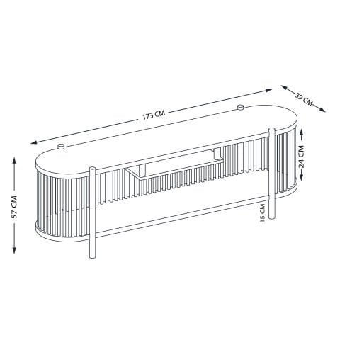 Lathe Açık Raflı Ahşap TV Ünitesi 173×57×39 cm | Masif Çam