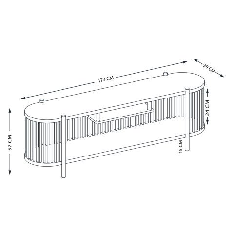 Lathe Açık Raflı Ahşap TV Ünitesi 173×57×39 cm | Masif Çam Koyu Ceviz - 173x57x39