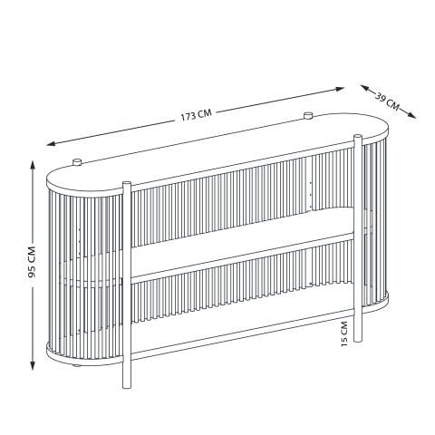 Lathe Açık Raflı Doğal Ahşap Konsol 175×95×39 cm | Masif Çam