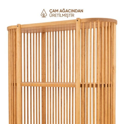 Lathe Açık Raflı Doğal Ahşap Vitrin 73×175×39 cm | Masif Çam