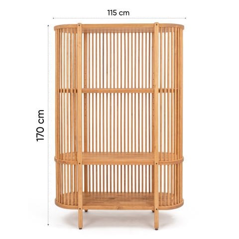 Lathe Açık Raflı Doğal Ahşap Vitrin 172x113x43 cm | Masif Çam