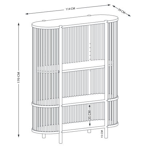 Lathe Açık Raflı Doğal Ahşap Vitrin 172x113x43 cm | Masif Çam