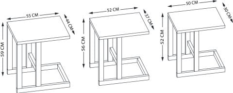 Golden 3'lü Zigon Sehpa
