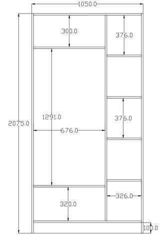 Bohem 3 Kapaklı Oval Çizgili Doğal Ahşap Gardırop Doğal Ahşap - Yükseklik: 210cm - Budaklı