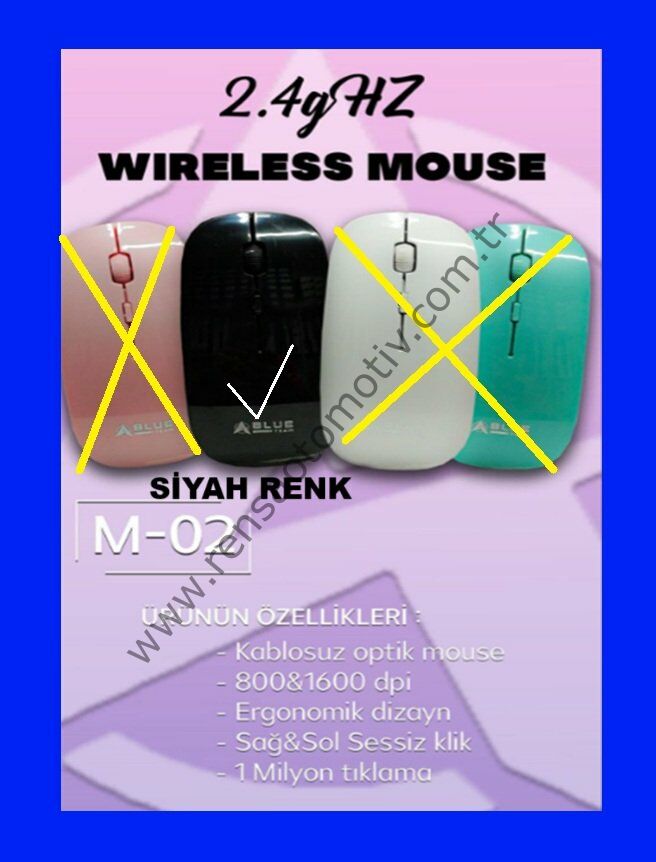 BİLGİSAYAR WIRELESS OPTİK KABLOSUZ MAUSE FARE SİYAH RENK