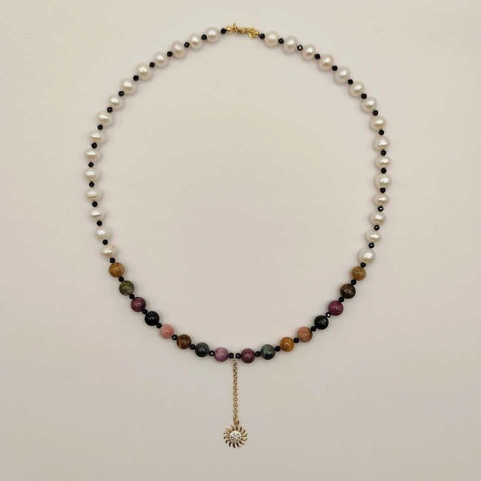 Colorful Natural Stone Necklace 14 Carat