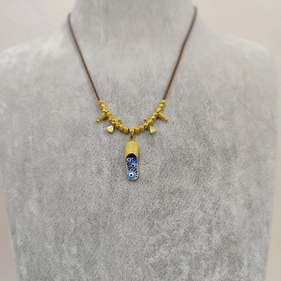 Evil Eye Bead Slipper Necklace