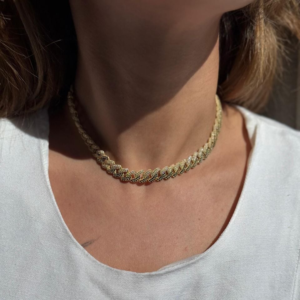 Gurmet Gold Taş İşlemeli Kolye