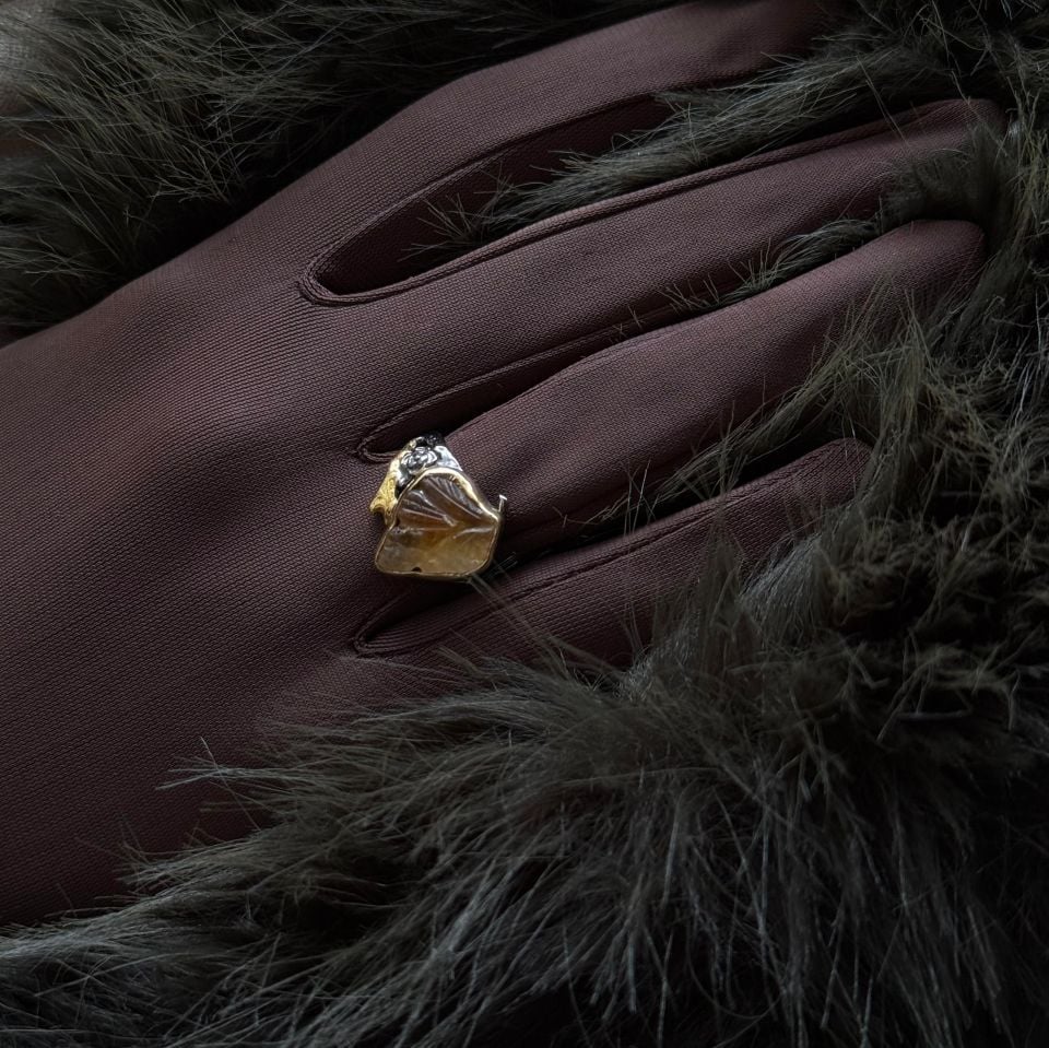 TOURMALINE ROSE GOLD PLATED SILVER RING