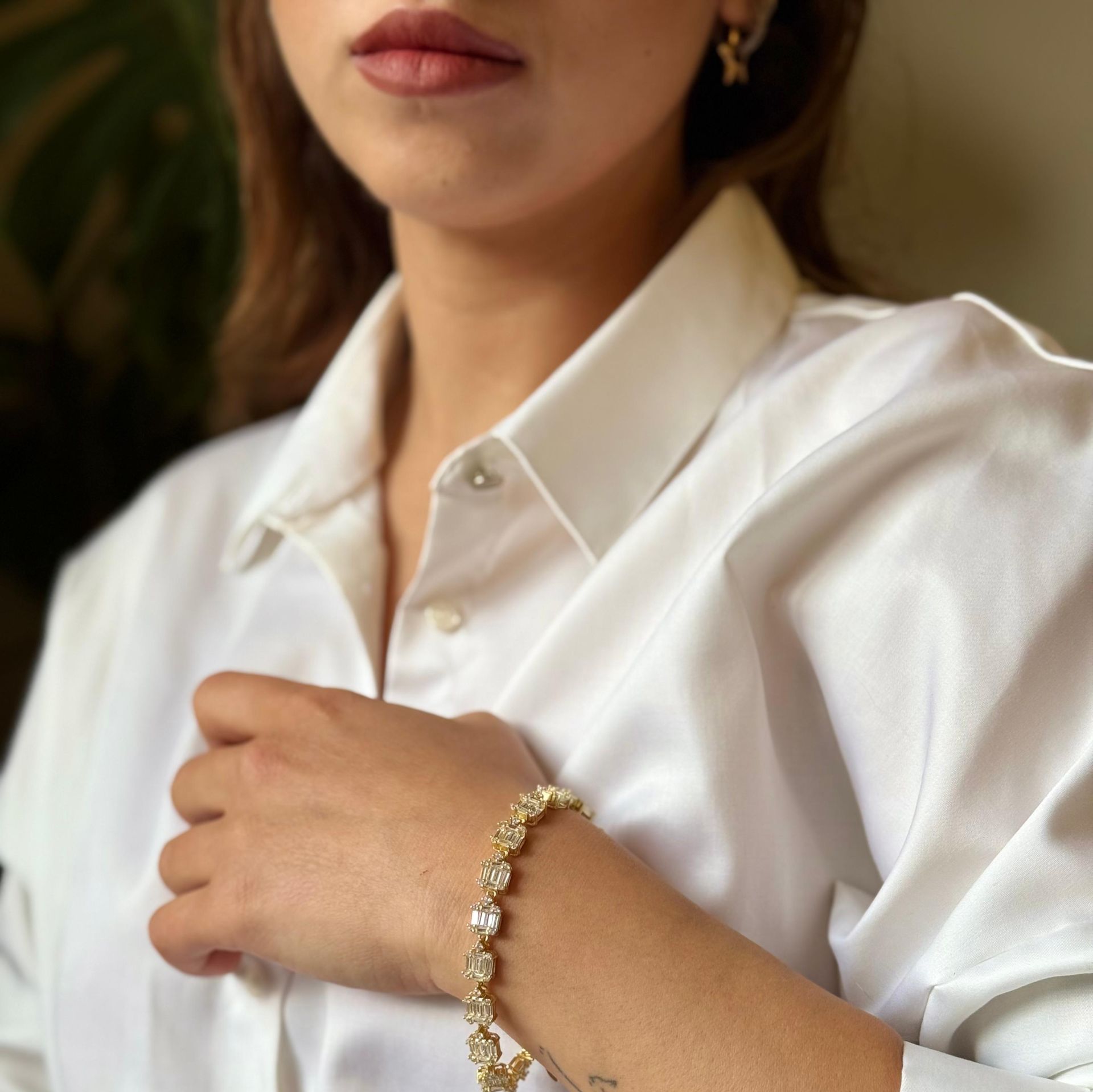 BAGUETTE GOLD PLATED SILVER BRACELET