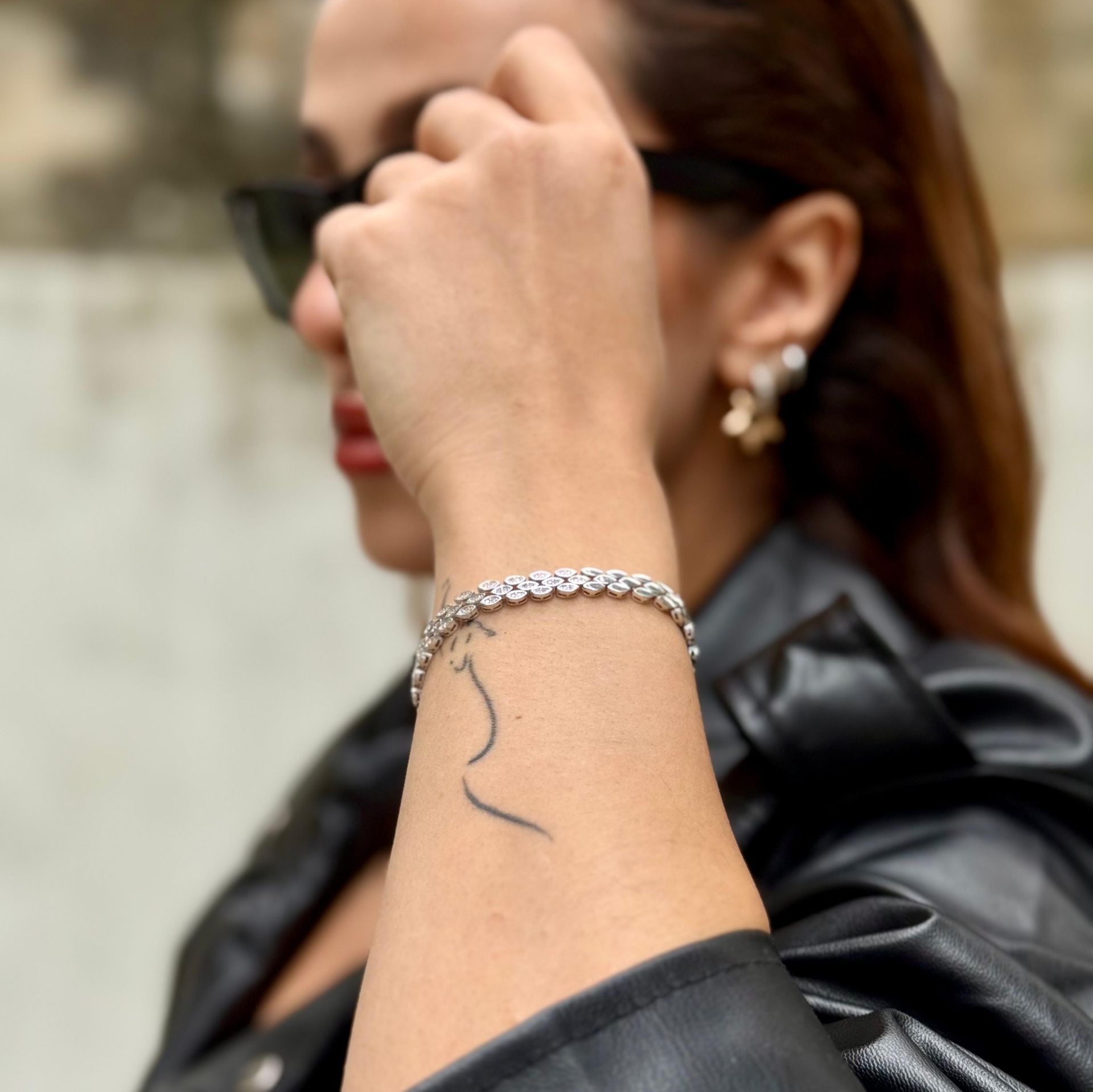 ZIRCON STONE BAGUE CUTTERY SILVER BRACELET