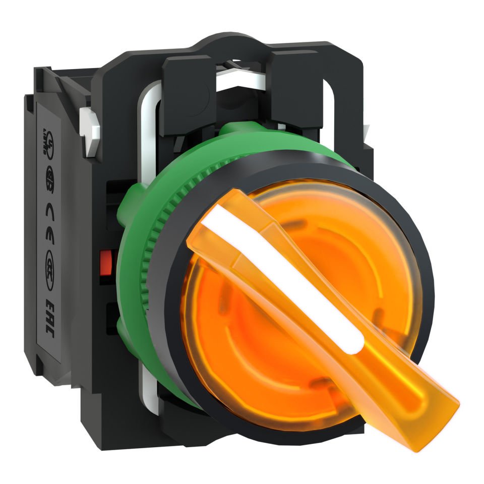 Schneider 230V Turuncu Işıklı Mandal Buton 2 Konumlu 1NA+1NK