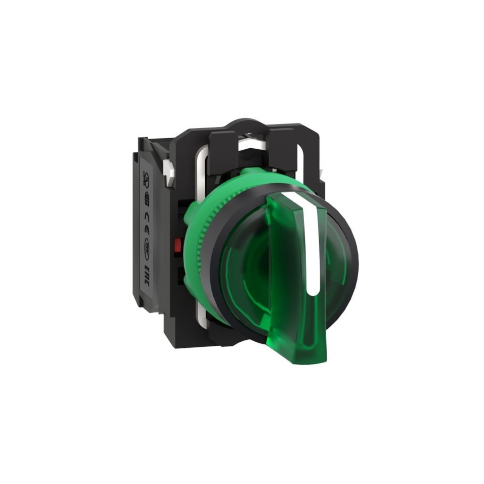 Schneider 24V Yeşil Işıklı Mandal Buton 3 Konumlu 1NA+1NK