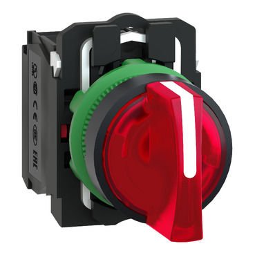 Schneider 230V Kırmızı Işıklı Mandal Buton 3 Konumlu 1NA+1NK