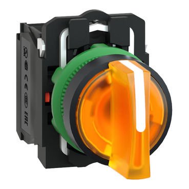 Schneider 230V Turuncu Işıklı Mandal Buton 3 Konumlu 1NA+1NK