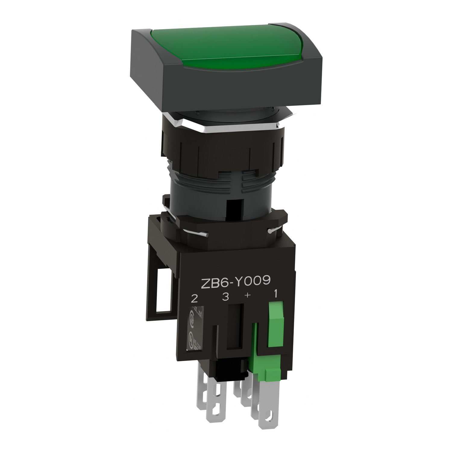 Schneider 16MM 12-24V Yeşil Işıklı Dikdörtgen Yaylı Buton 1NA
