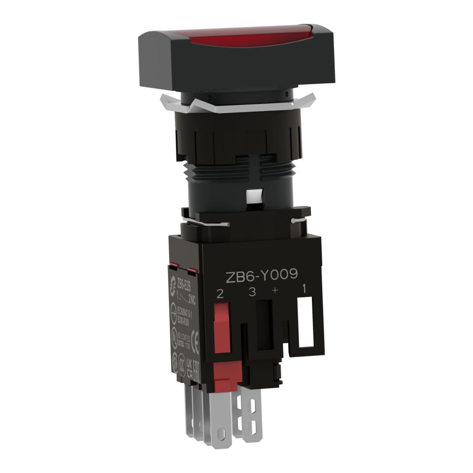 Schneider 16MM 12-24V Kırmızı Işıklı Dikdörtgen Yaylı Buton 1NA