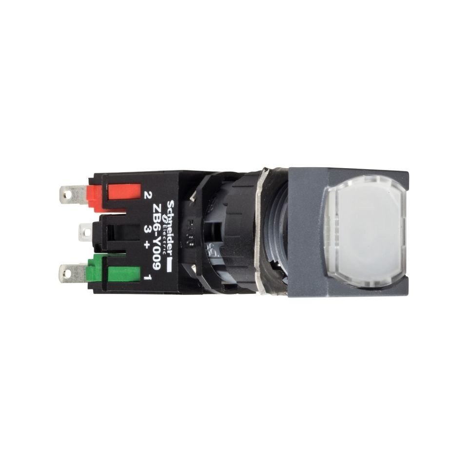 Schneider 16MM 12-24V Beyaz Işıklı Kare Yaylı Buton 1NA