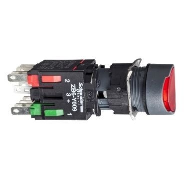 Schneider 16MM 12-24V Kırmızı Işıklı Yuvarlak Yaylı Buton 1NK