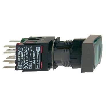 Schneider 16MM 12-24V Yeşil Dikdörtgen Buton 1NA