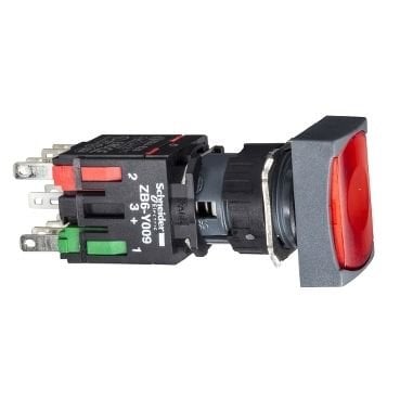 Schneider 16MM 12-24V Kırmızı Dikdörtgen Buton 1NK