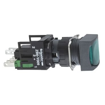 Schneider 16MM 12-24V Yeşil Kare Buton 1NA