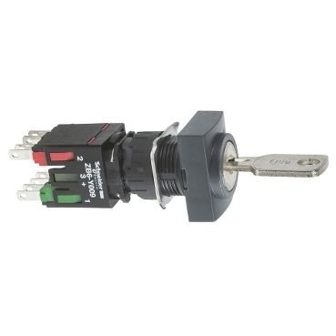 Schneider 16MM Siyah Dikdörtgen Anahtarlı Mandal Buton 1NA+1NK