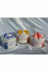 Jeane Candles Üçlü Best Friends Hediyelik Soya Mum Vanilya Kokulu Çilek Mandalina Yabanmersini