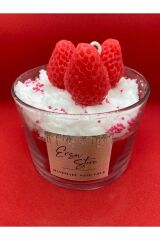 El Yapımı Candles Strawberry Cupcake Çilekli Mum Aromaterapi Kokulu Cam