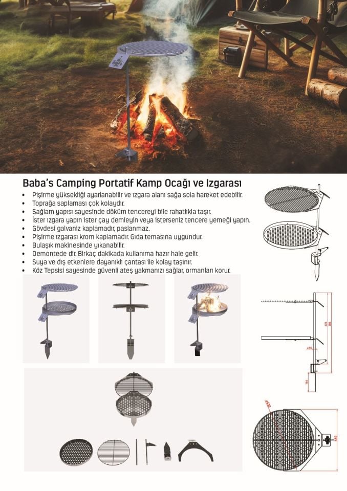 KAMP IZGARASI 4300 / ÇAP: 43 CM / PORTATIF / BABA'S CAMPING