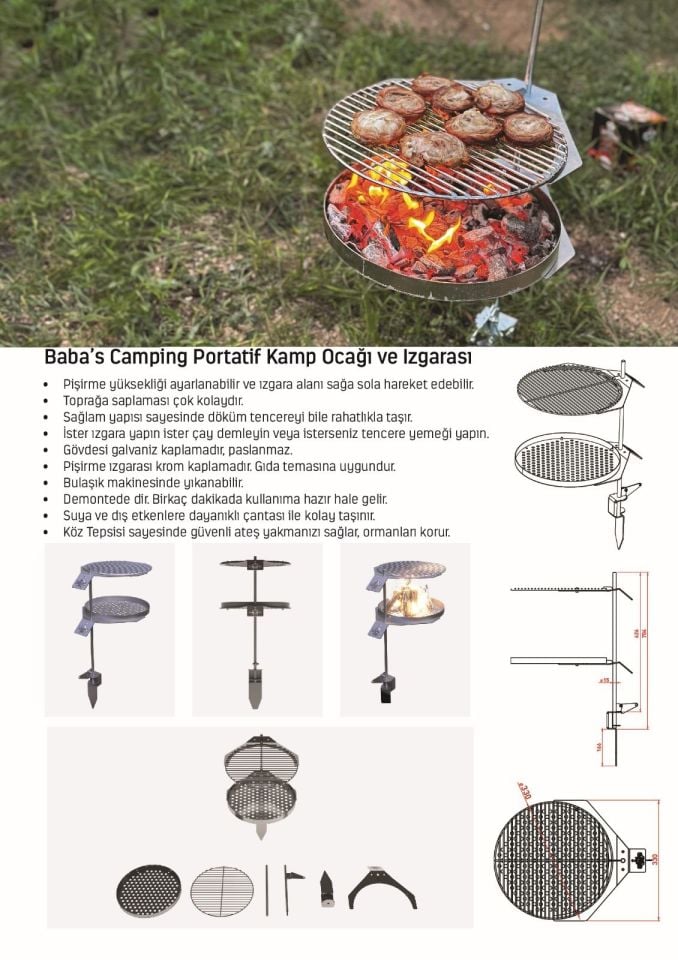KAMP IZGARASI 3300 / ÇAP: 33 CM / PORTATIF / BABA'S CAMPING