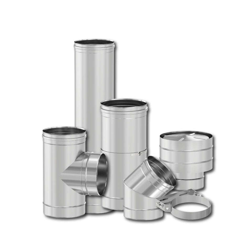 PELET SOBA BORUSU / BOY: 50-41 CM / ÇAP: 8 CM / MAT SİYAH / 304 KROM / CONTALI / BABA'S STOVE