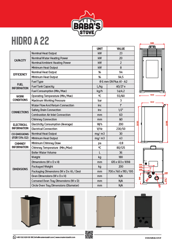 HIDRO A 22 / OTOMATİK KOMBİ PELET SOBASI / BABA'S STOVE