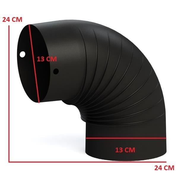 A DİRSEK SOBA BORUSU / BOY: 10 CM / ÇAP: 13 CM / MAT SİYAH EMAYE / BABA'S STOVE