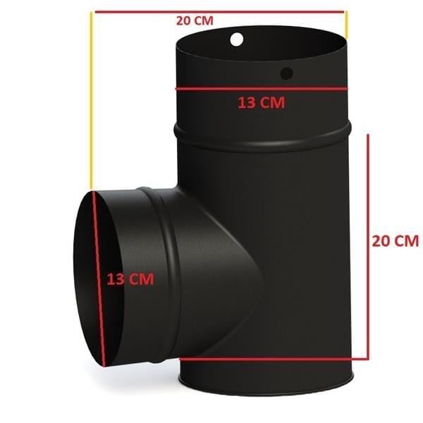 L DİRSEK SOBA BORUSU / BOY: 10 CM / ÇAP: 13 CM / MAT SİYAH EMAYE / BABA'S STOVE