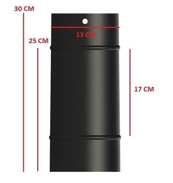 33 LÜK SOBA BORUSU / BOY: 27 CM / ÇAP: 13 CM / MAT SİYAH EMAYE / BABA'S STOVE