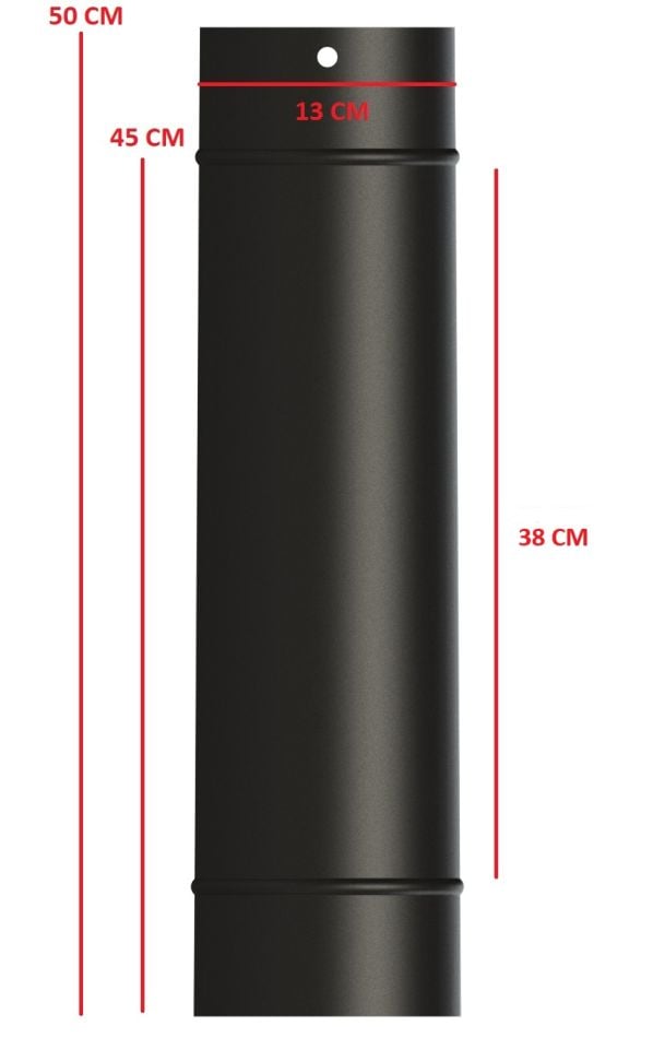 50 LİK SOBA BORUSU / BOY: 45 CM / ÇAP: 13 CM / MAT SİYAH EMAYE / BABA'S STOVE