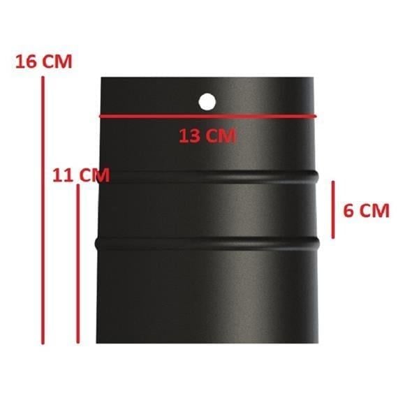 16 LIK SOBA BORUSU / BOY: 10 CM / ÇAP: 13 CM / MAT SİYAH EMAYE / BABA'S STOVE