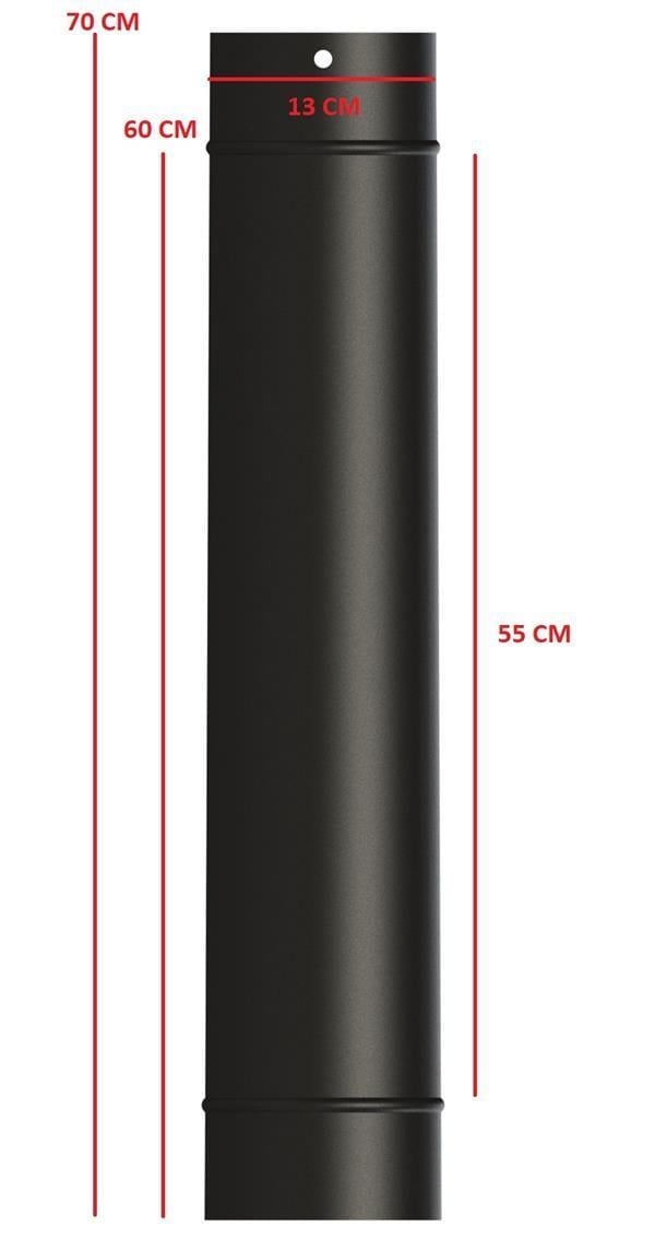70 LİK SOBA BORUSU / BOY: 60 CM / ÇAP: 13 CM / MAT SİYAH EMAYE / BABA'S STOVE