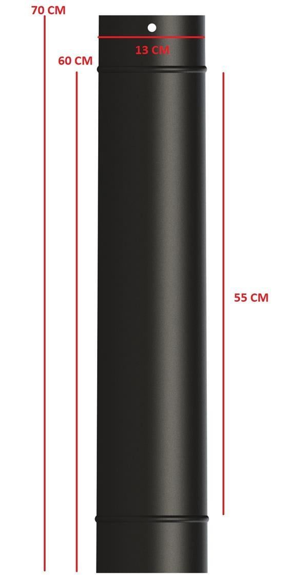 70 LİK SOBA BORUSU / BOY: 60 CM / ÇAP: 13 CM / MAT SİYAH EMAYE / BABA'S STOVE