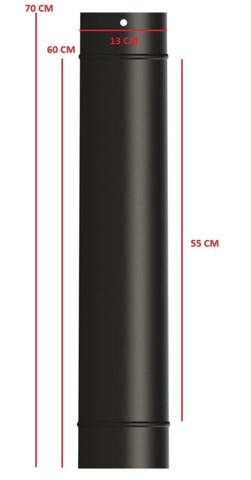 70 LİK SOBA BORUSU / BOY: 60 CM / ÇAP: 13 CM / MAT SİYAH EMAYE / BABA'S STOVE