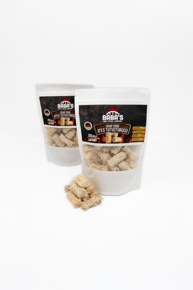 ODUN YÜNÜ TUTUŞTURUCU / BBQ, MANGAL, SOBA, ŞÖMİNE TUTUŞTURUCU / 32 ADET-450 GR / BABA'S BBQ