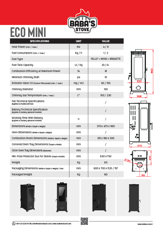 ECO MINI / MANUEL PELET VE ODUN SOBASI / BABA'S STOVE