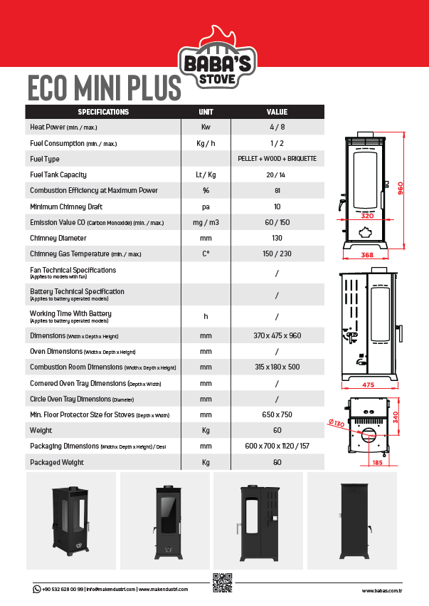 ECO MINI PLUS / MANUEL PELET VE ODUN SOBASI / BABA'S STOVE