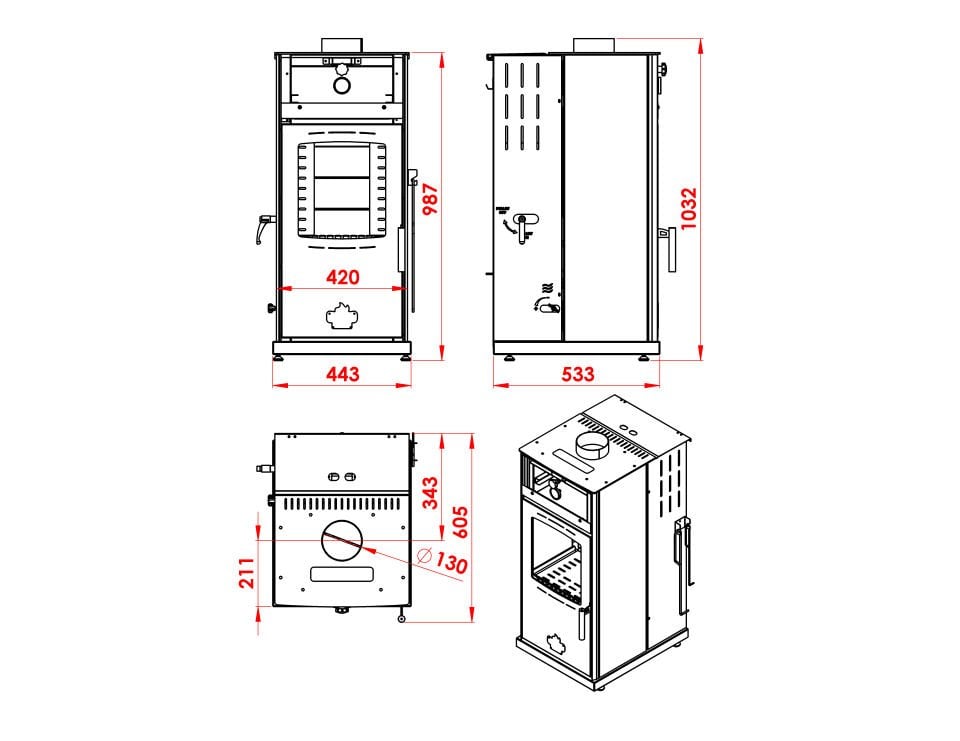 SILVER 8 KW KUZİNE/ MANUEL PELET VE ODUN SOBASI / BABA'S STOVE