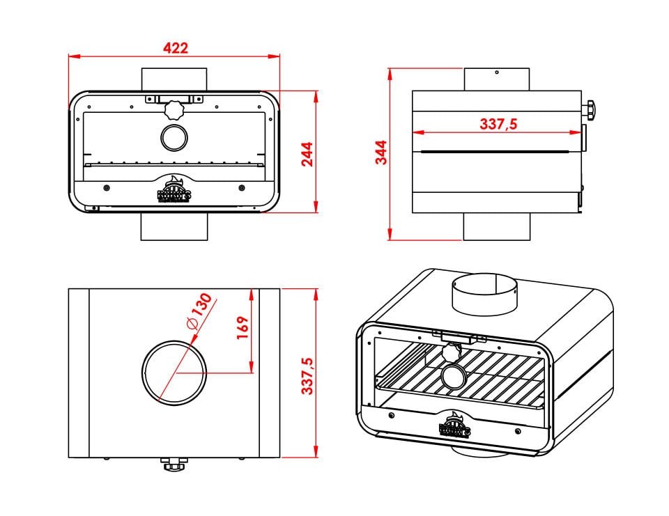 BACA FIRINI / UYUMLU BORU ÇAPI: 13 CM / MAT SİYAH BOYALI / BABA'S STOVE
