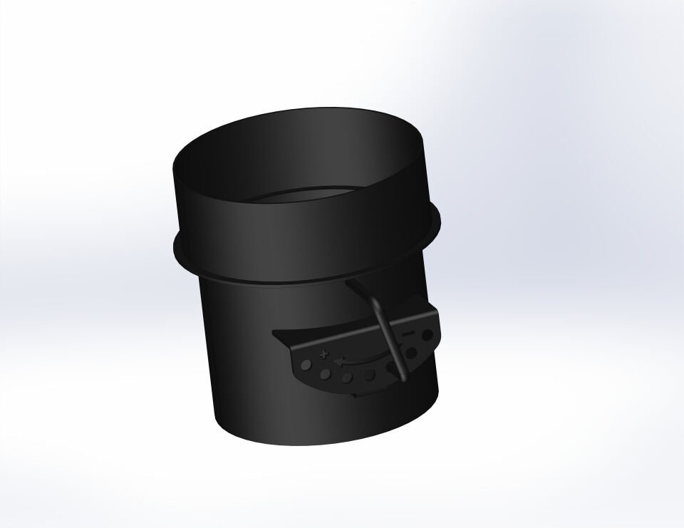 AYARLANABİLİR KLAPELİ BACA REDÜKSİYON / BOY:16 CM, ÇAP: 13>15 CM / MAT SİYAH BOYALI / BABA'S STOVE