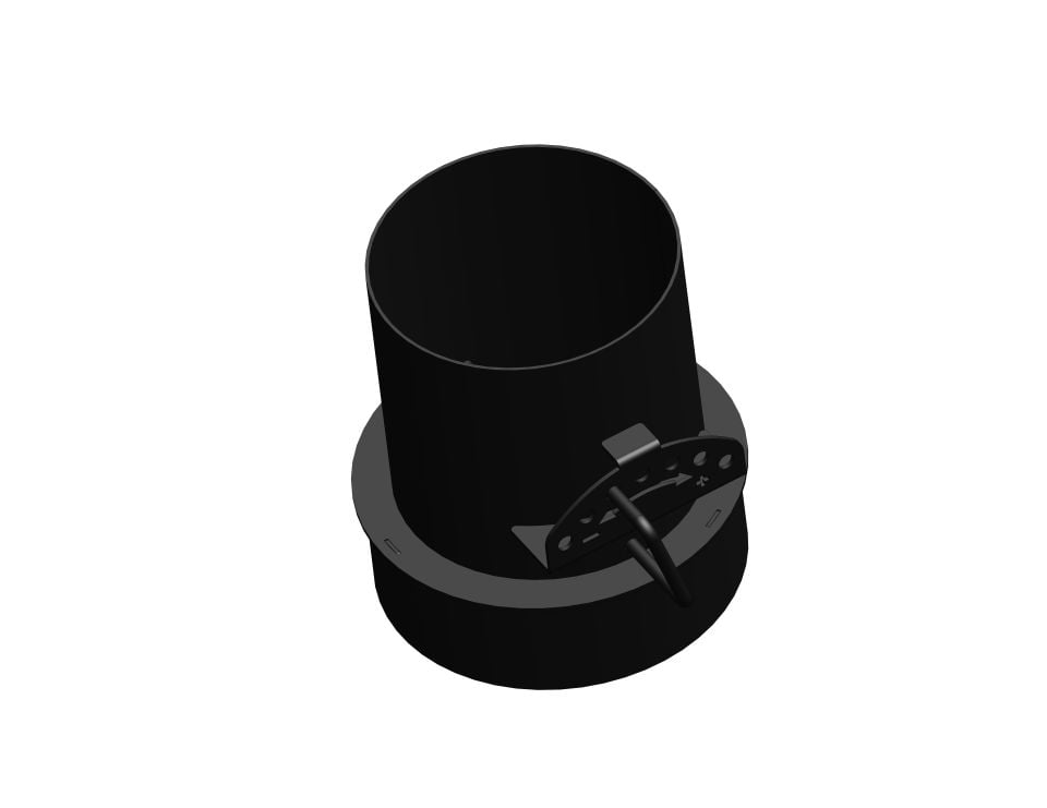AYARLANABİLİR KLAPELİ BACA REDÜKSİYON / BOY:17.5 CM, ÇAP: 15>13 CM / MAT SİYAH BOYALI / BABA'S STOVE